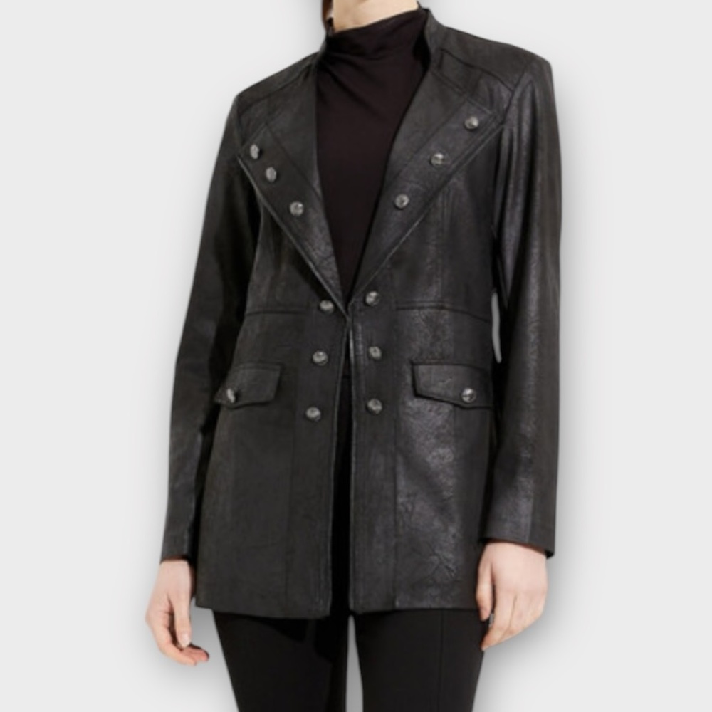 Joseph Ribkoff Women’s Jacket Medium Faux Leather Suede Moto Black Outerwear NWT